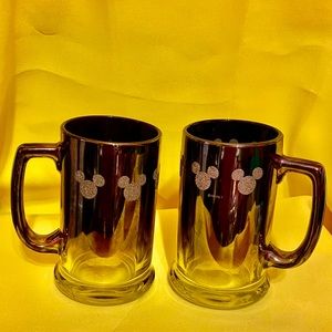 VINTAGE DISNEY SILVER OMBRE GLASS MUGS